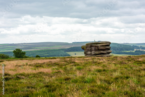 Eagle rock on Curbar Edge in the Peak District, Derbyshire, England photo