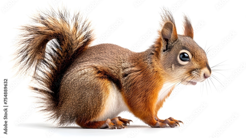 Lively Red Squirrel in Natural Pose on White Background, To provide a striking and high-quality image of a red squirrel Lively Red Squirrel in Natural Pose on White Background, To provide a striking and high-quality image of a red squirrel