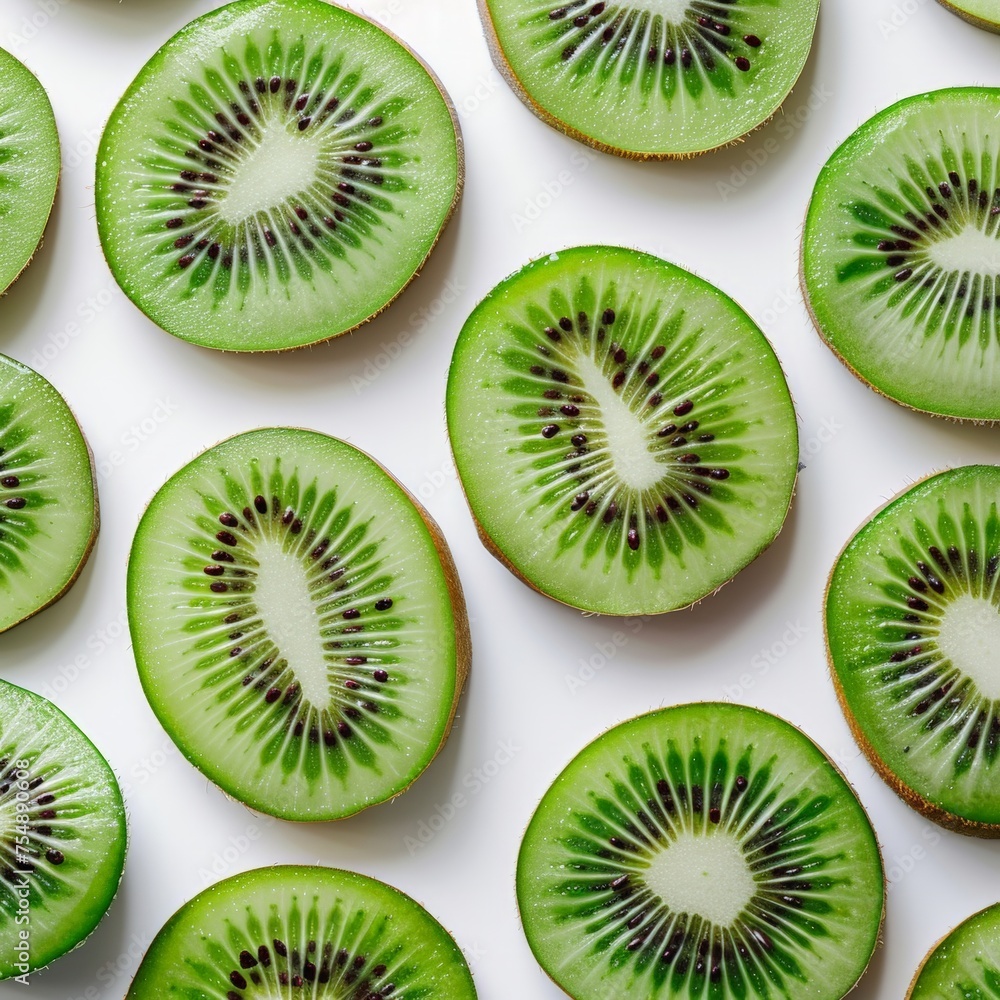 Fototapeta premium Kiwi Slices on Clean White Background