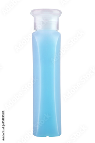 Shampoo in a plastic bottle isolated on a white background. Cosmetic products. File contains clipping path.
