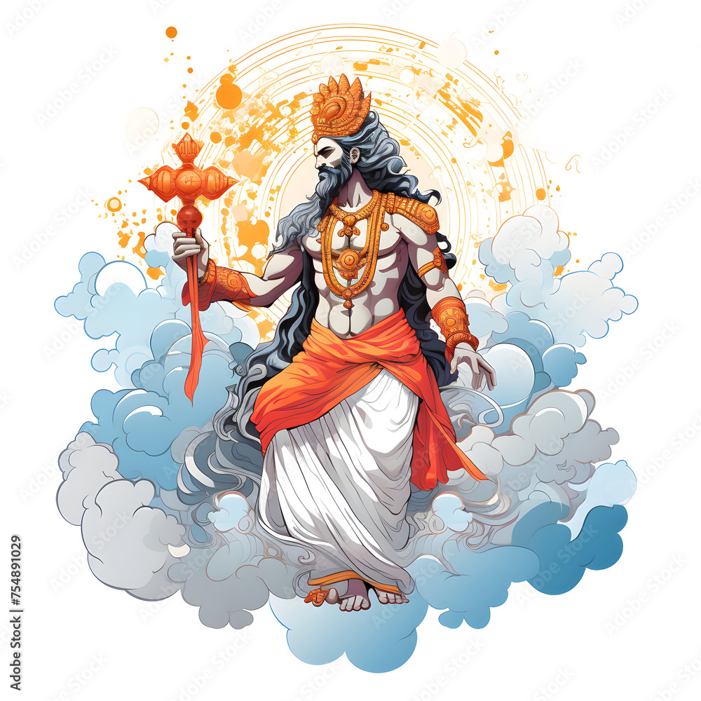 Fototapeta premium God illustrated, god white background, goddess, god white background