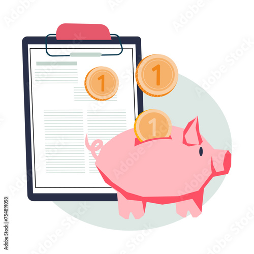 Revenue and profitable loan, contract and credit agreement symbol. Banner for effective banking and financial operations, vector illustration isolated on white background.