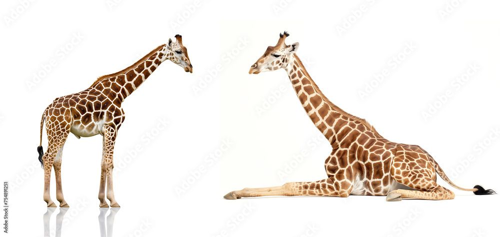 Obraz premium set of Giraffe isolated on a transparent background