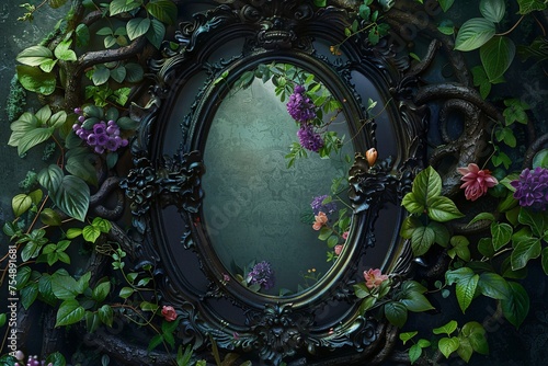 Purple Flowers in a Mirror A Monthly Celebration of Spring's Beauty Generative AI
