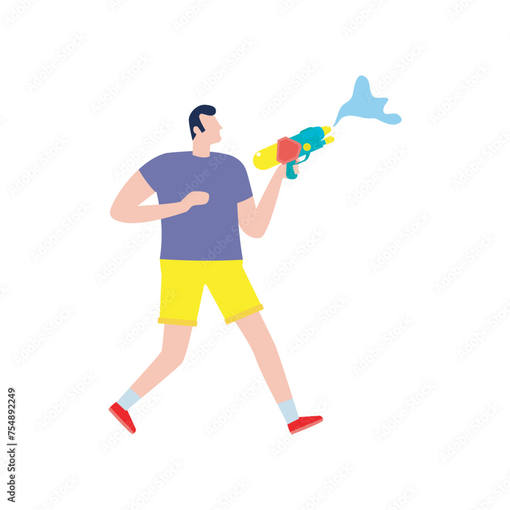 Songkran festival people thai Traditional enjoy splashing water Thailand Traditional Happy thai new year Vector Illustration template Thailand travel concept on white background Songkran festival people thai Traditional enjoy splashing water Thailand Traditional Happy thai new year Vector Illustration template Thailand travel concept on white background