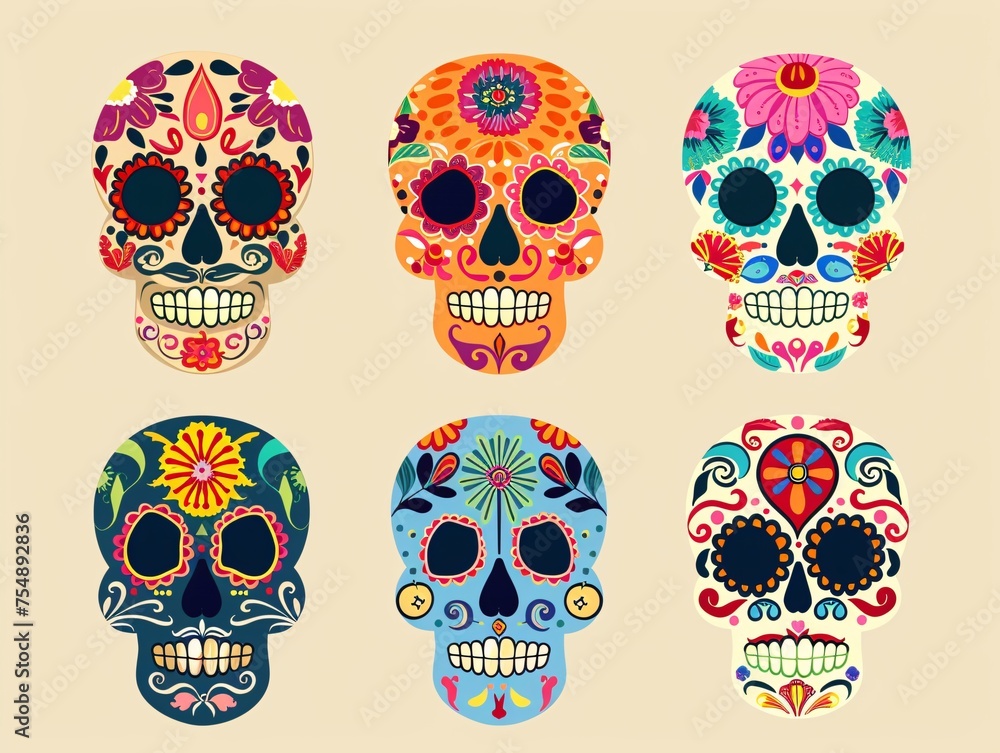 Skeleton Skulls with a Flower Fiesta A Monthly Celebration of Life and Art Generative AI