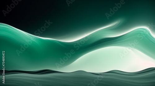 Deep Green Waves Synchronized on Dark Background 