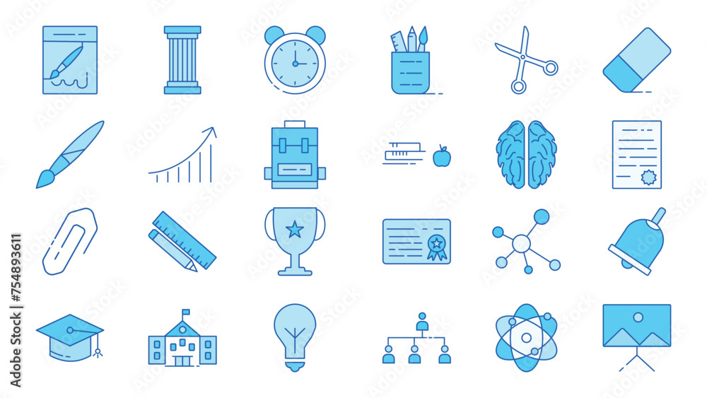 Education icons set. Education set of web icons in vector style. Learning icons for web and mobile app. E-learning, video tutorial, knowledge, study, school, university, webinar, online education. Education icons set. Education set of web icons in vector style. Learning icons for web and mobile app. E-learning, video tutorial, knowledge, study, school, university, webinar, online education.