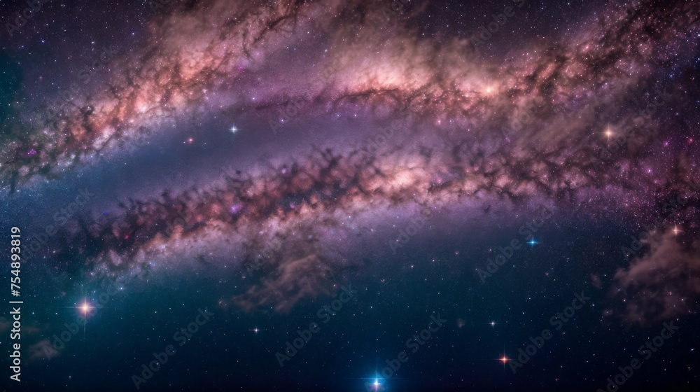 Obraz premium Dreamy cosmic landscape with twinkling stars and glowing particles 