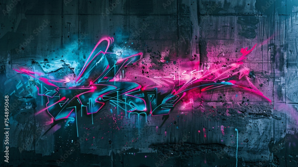 Pink Graffiti on a Wall A Colorful Expression of Street Art Generative AI