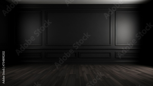 Interior of classic black empty room with walls