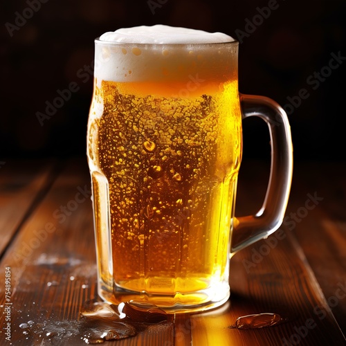 Beer glass on a wooden table