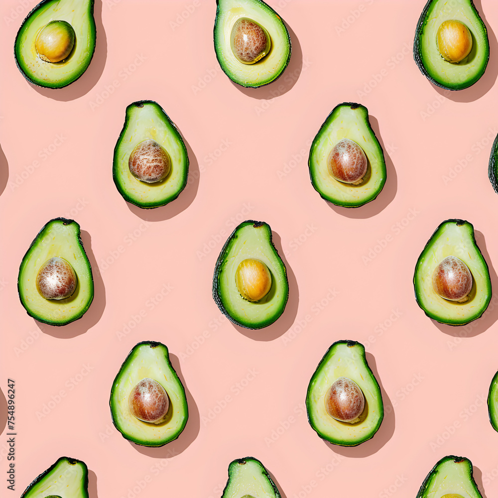 Avocado pattern, top view flat lay Avocado pattern, top view flat lay