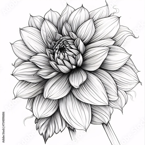 Flower Power A Black and White Drawing of a Flower Generative AI