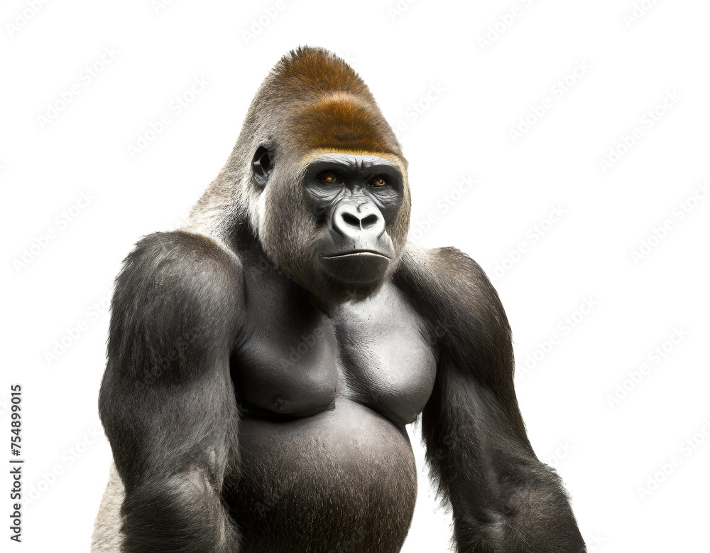 Gorilla standing isolated on white background, cut out Gorilla standing isolated on white background, cut out