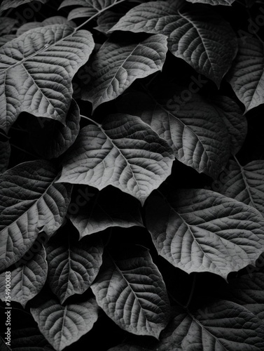 Monochromatic leaves showcasing a varied tapestry of textures and veins 