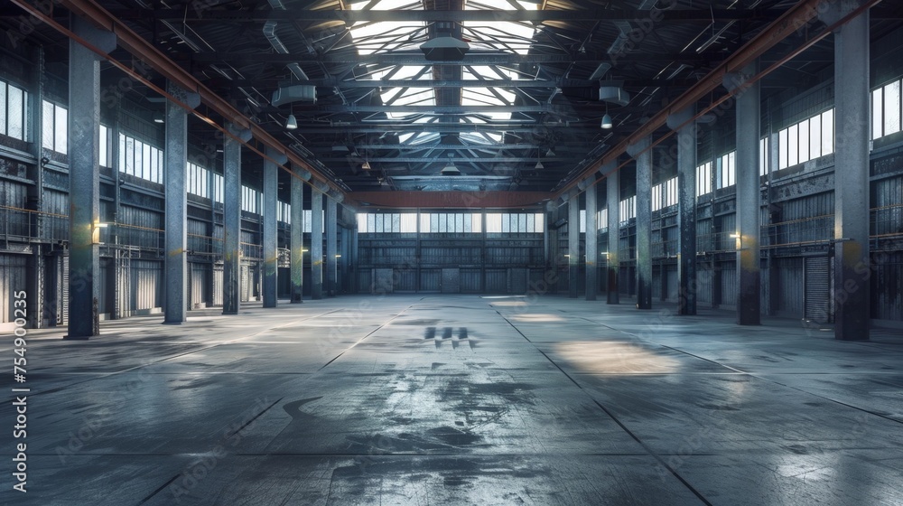 Empty Industrial Warehouse Background Banner