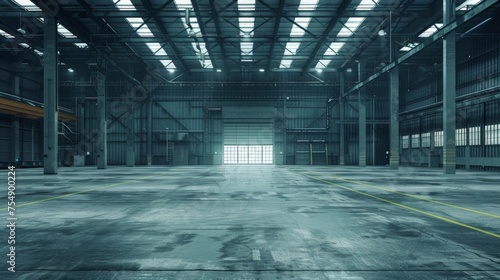 Empty Industrial Warehouse Background Banner