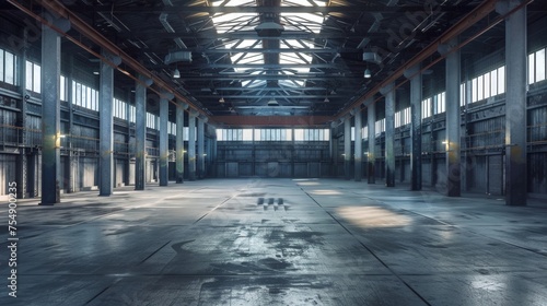 Empty Industrial Warehouse Background Banner © DVS