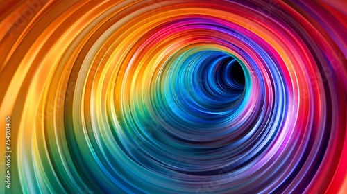 A colorful spiral with a rainbow of colors. The spiral is very long and has a lot of different colors