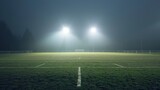 Stadium spotlights create an enchanting atmosphere on the football field