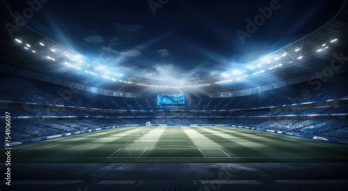 soccer stadium scene with lights