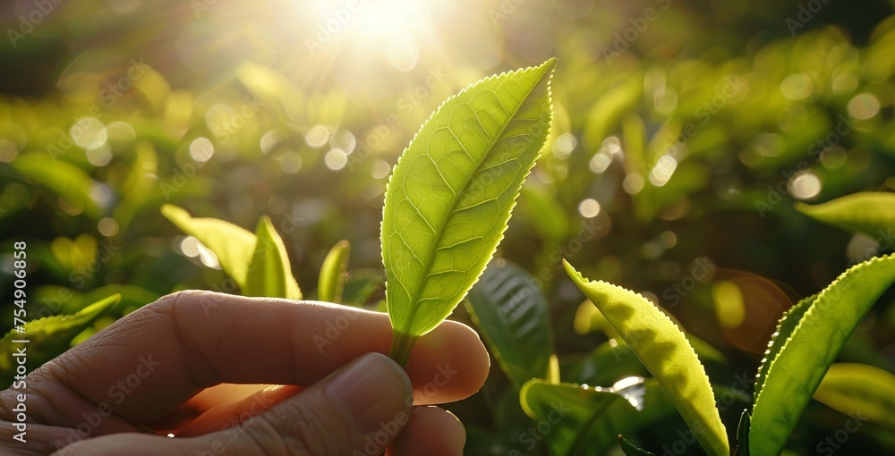 Sunlit Leaf in Focus A Glimpse of Nature's Beauty Generative AI Sunlit Leaf in Focus A Glimpse of Nature's Beauty Generative AI