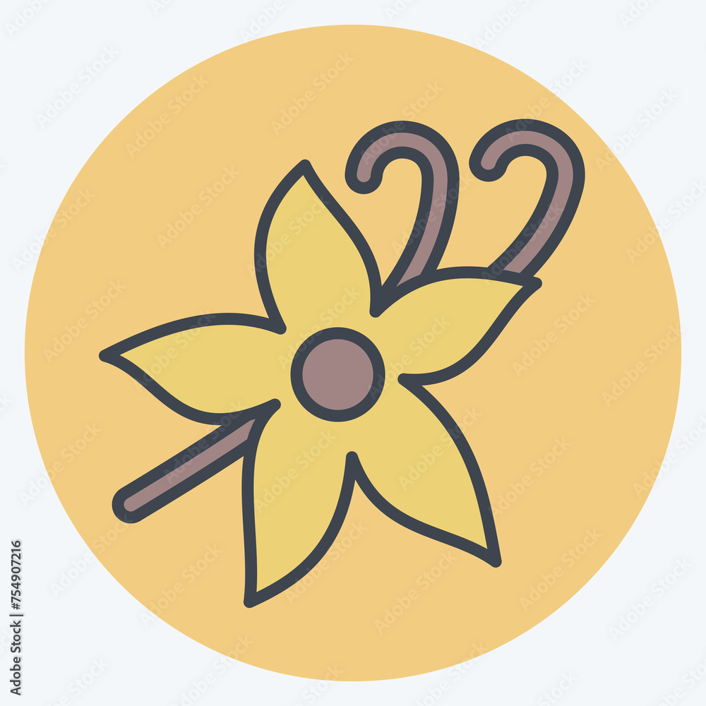 Icon Vanilla. related to Herbs and Spices symbol. color mate style. simple design editable. simple illustration Icon Vanilla. related to Herbs and Spices symbol. color mate style. simple design editable. simple illustration