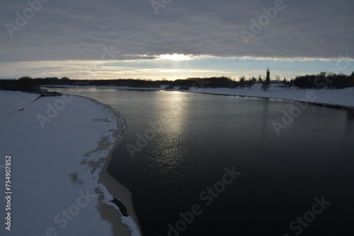 sunset over the river