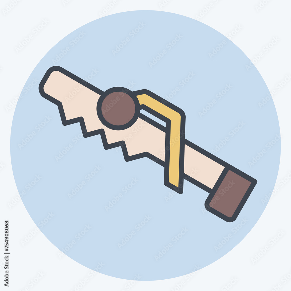 Icon Hand Saw. related to Construction symbol. color mate style. simple design editable. simple illustration Icon Hand Saw. related to Construction symbol. color mate style. simple design editable. simple illustration