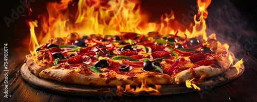 Sizzling Summer Pizza Party A Fire-Roasted Feast with Fresh Veggies and Olives Generative AI