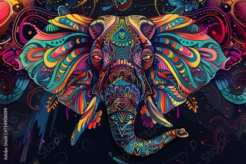 Colorful Elephant Artwork A Vibrant Tribute to the Monthly Trend of Colorful Creativity Generative AI