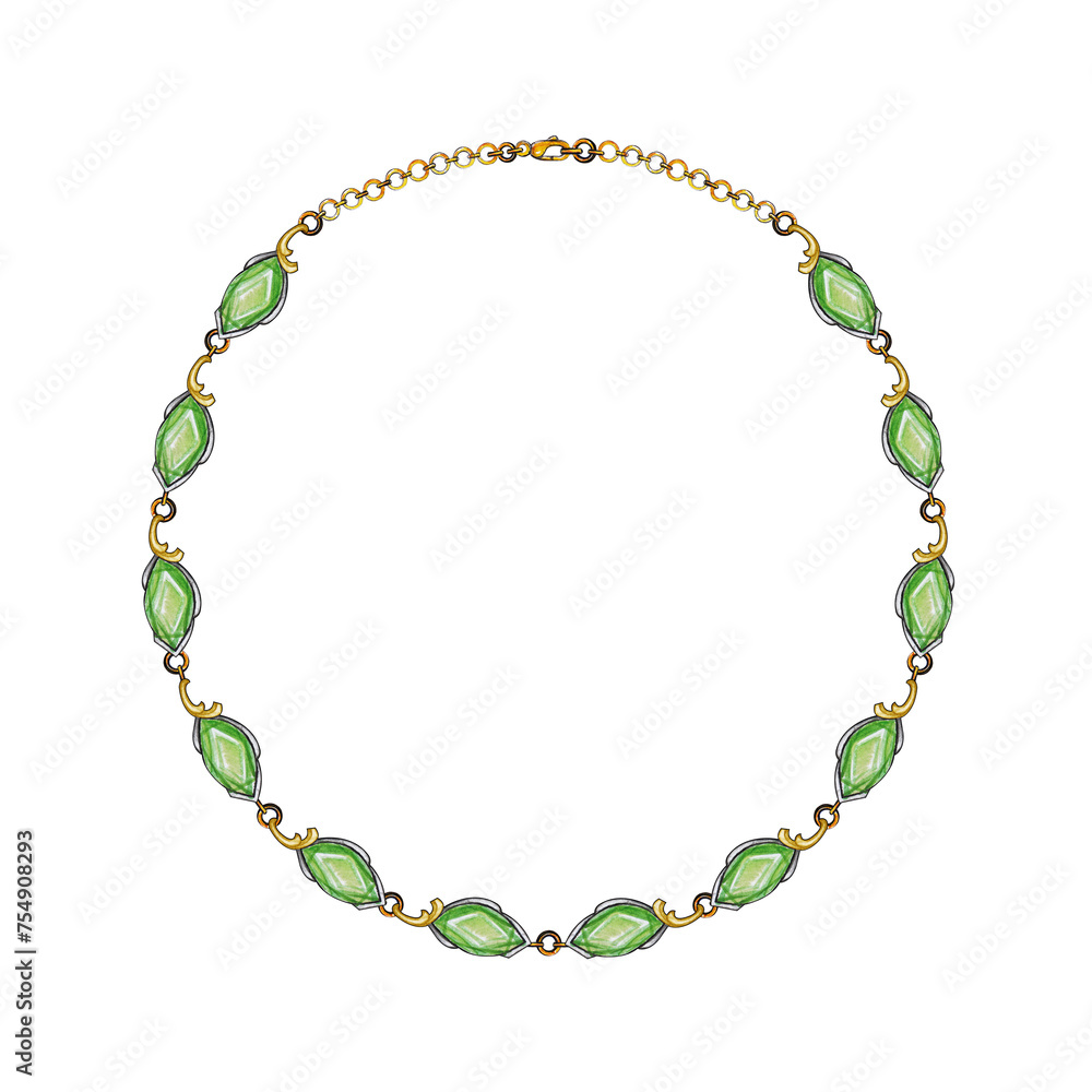 Necklace jewelry design set with peridot sketch by hand on paper. Necklace jewelry design set with peridot sketch by hand on paper.