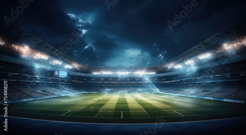 soccer stadium scene with lights photo