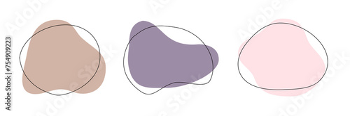 Color liquid irregular amoeba blob shapes vector collection isolated on white background. Pastel colors fluid bobble blotch forms set, deform drops graphic elements