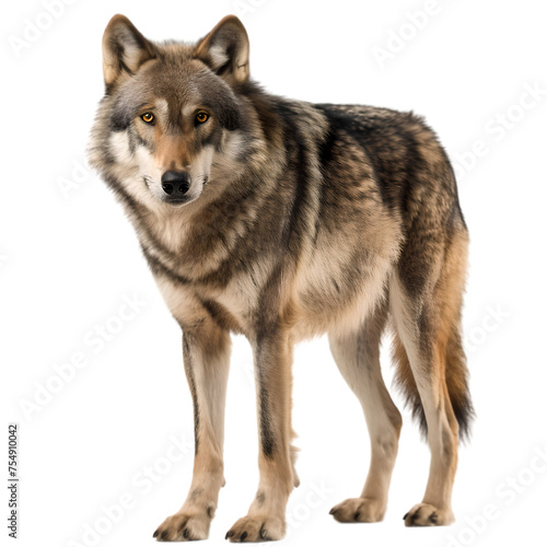 side view of wild wolf isolated on transparent background