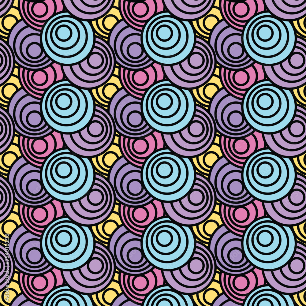 Multicolor overlapping circles seamless pattern. Multicolor overlapping circles seamless pattern.