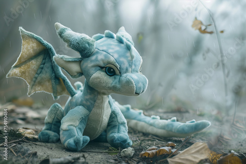 Enchanted Rainy Day with a Mystical Plush Dragon - Banner