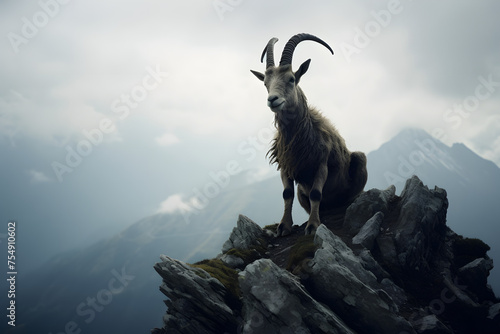 Capricorn, capricorn standing on a mountain, mountain goat © MrJeans