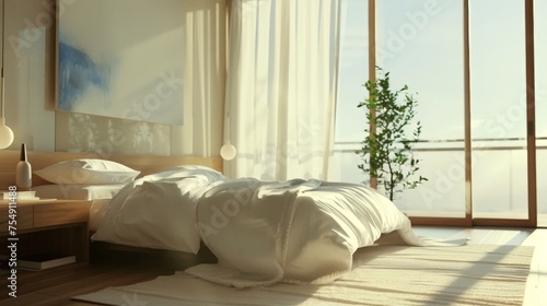 Elegant Modern Bedroom with Sunlit Scandinavian Style © DVS