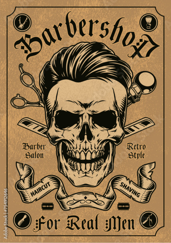 Premium barbershop vintage poster monochrome
