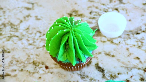Wallpaper Mural Decorating Cupcakes with Cactus-Shaped Buttercream Frosting Torontodigital.ca