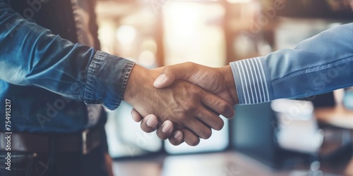Businessmen making handshake with partner, greeting, dealing, merger and acquisition, business joint venture concept, for business, finance and investment background, teamwork and successful