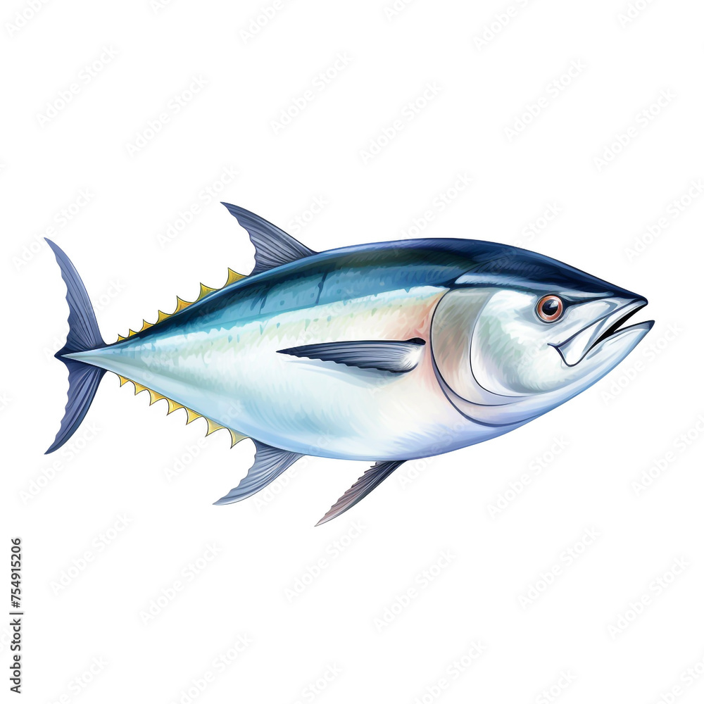 tuna fish on white background сreated with Generative Ai tuna fish on white background сreated with Generative Ai