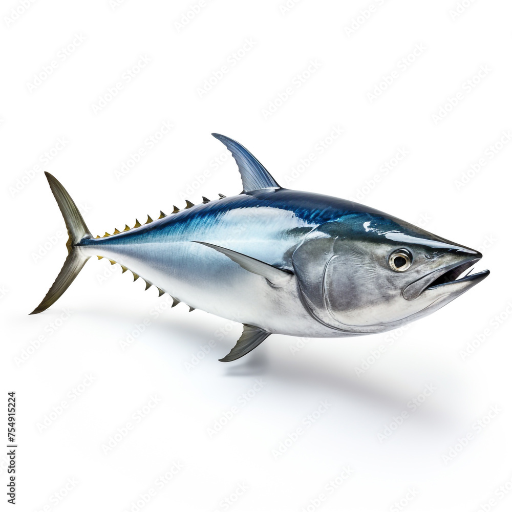 tuna fish on white background сreated with Generative Ai tuna fish on white background сreated with Generative Ai
