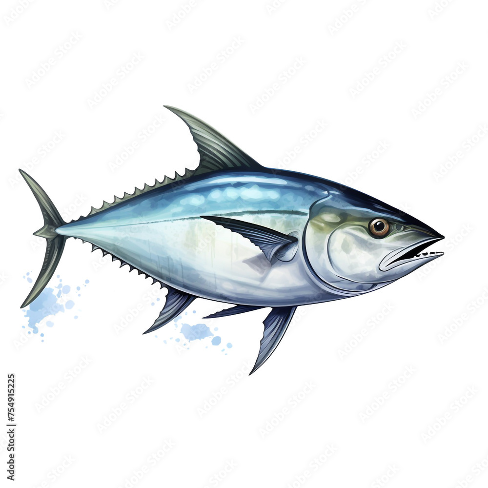 Fototapeta premium tuna fish on white background сreated with Generative Ai