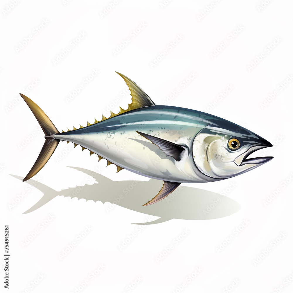 tuna fish on white background сreated with Generative Ai tuna fish on white background сreated with Generative Ai