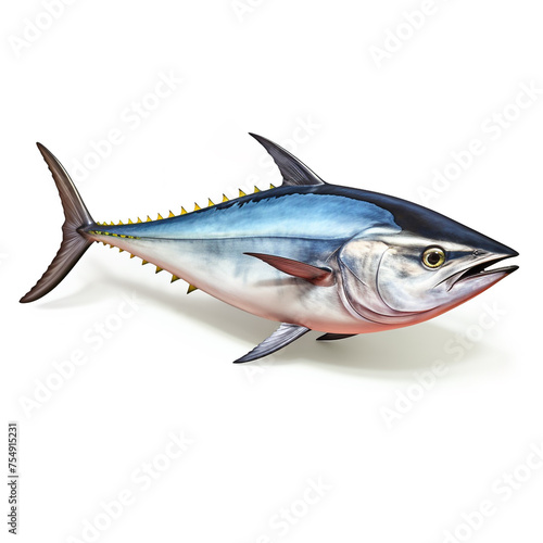 tuna fish on white background   reated with Generative Ai