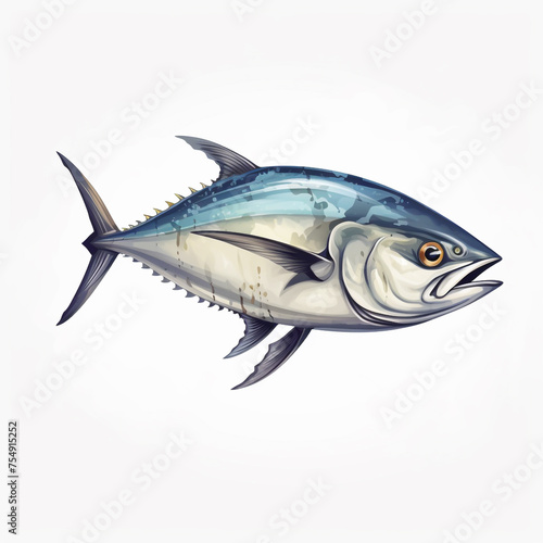tuna fish on white background сreated with Generative Ai