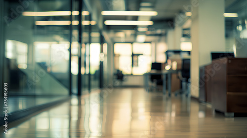 Wallpaper Mural Cozy modern office space with blurred background featuring circular ceiling lights and a plant on the table.
 Torontodigital.ca